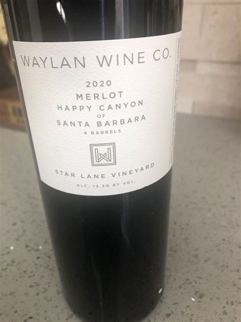 Waylan Wine Co Merlot Star Lane Vineyard Usa California