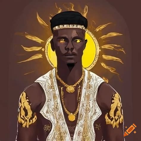 Tarot Style Depiction Of A Dark Skinned Male Sun God On Craiyon