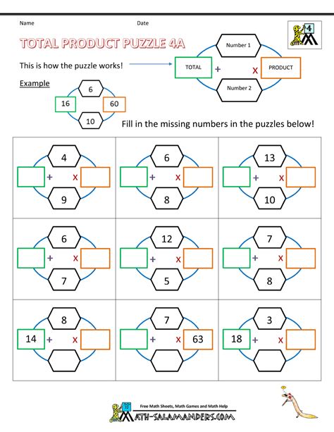 Free Math Puzzles 4th Grade