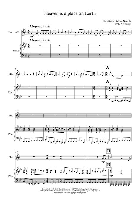 Heaven Is A Place On Earth Arr Kevin P Holdgate Sheet Music