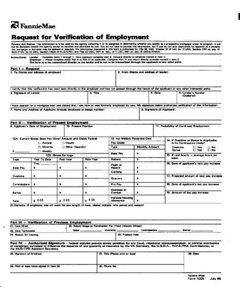 Verification Of Employment Fillable Form Printable Forms Free Online