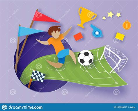 School Soccer Game Kids Playing Soccer Vector Illustration