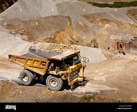 Caterpillar Quarry Truck At Used For Transporting Rocks At Dene Quarry