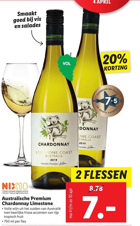 Australische Premium Chardonnay Limestone 750 Ml Aanbieding Bij Lidl