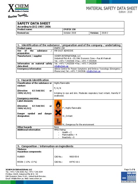 Enifix 150 Msds Pdf Toxicity Combustion