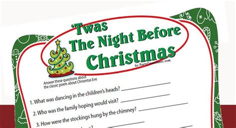 Twas the Night Before Christmas Trivia Game Christmas Eve Game Night ...