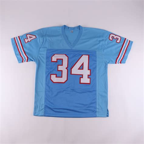 Earl Campbell Signed Career Highlight Stat Jersey Inscribed Hof