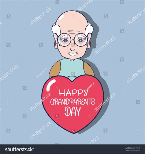 Old Man Glasses Heart Message Stock Vector Royalty Free 660175816