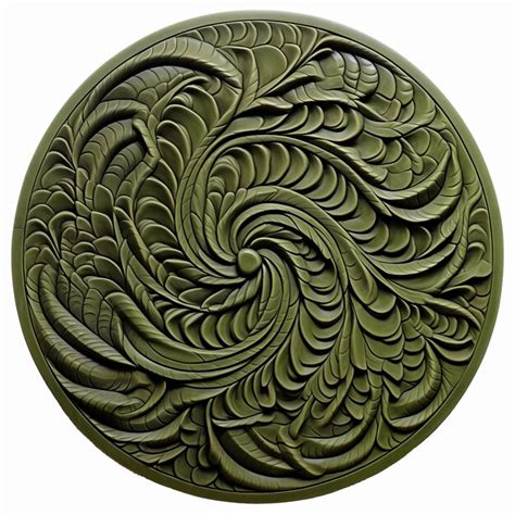 Premium Photo Kinetic Patterns Circular Green Wood Engraving With