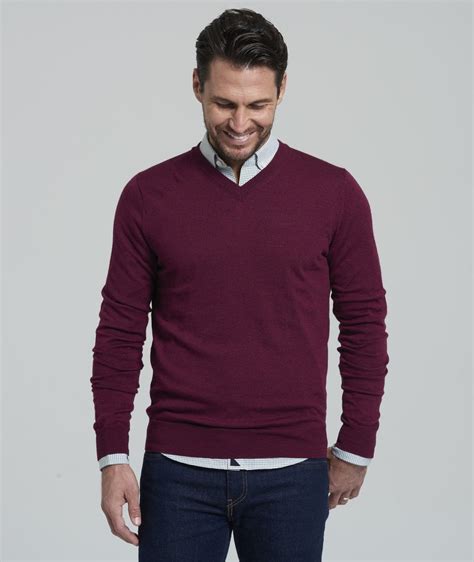 Veramonte Burgundy Untuckit Sweater Outfits Men Burgundy