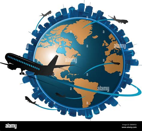 Airplane Travelling Around The Globe Travel Concept Stock Vector Image And Art Alamy