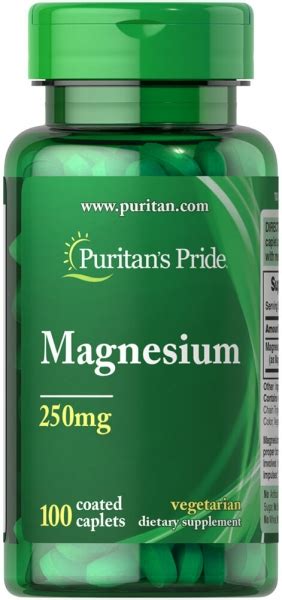 Puritan`s Pride Magnesium 250 Mg 100 Caplets