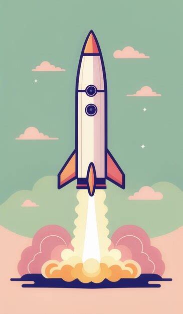 A Colorful Illustration Of A Rocket Flying Through The Sky Premium Ai Generated Image