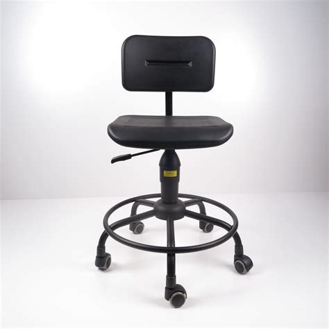 Pu Foaming Ergonomic Lab Stools With Backs And Wheels 360 Degree Swivel