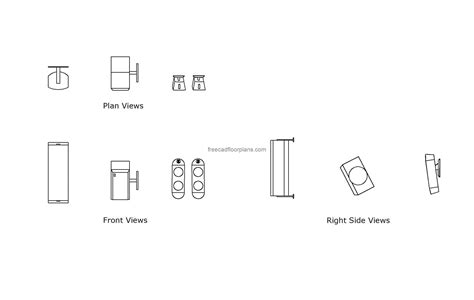 Wall Speakers Plan Elevations Autocad Block Free Cad Floor Plans