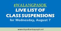 Walangpasok List Of Class Suspensions For Wednesday August