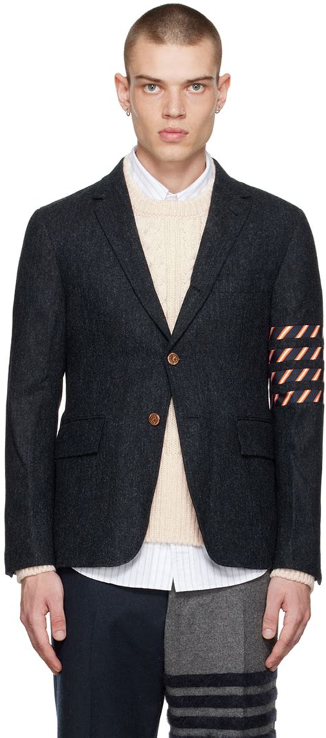 Thom Browne Navy 4 Bar Blazer SSENSE UK