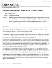 The U-shaped Effect of Robots on Company Profits: Initial | Course Hero 
