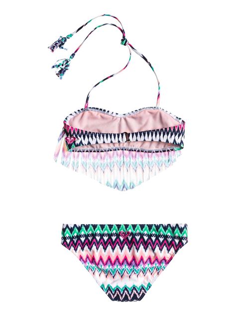 Girls 7 14 Fringe Bandeau Swim Set Argx203009 Roxy