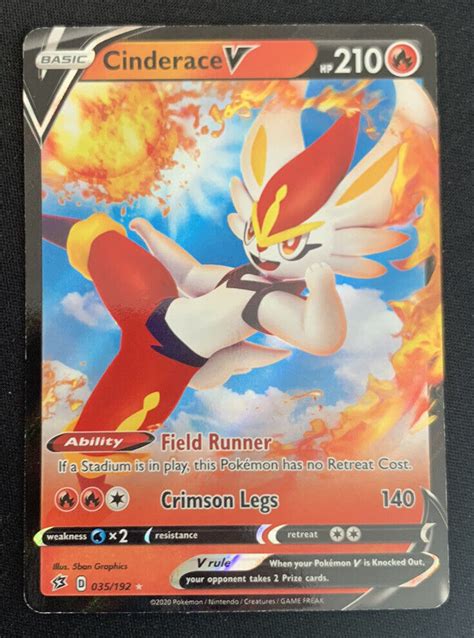 Cinderace V 035 192 Rebel Clash Ultra Rare Holo TCG Pokemon Card NM