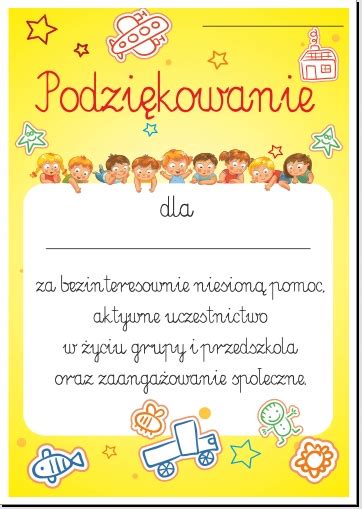 Dyplom Podzi Kowanie Dla Rodzic W Przedszkole Allegro Pl