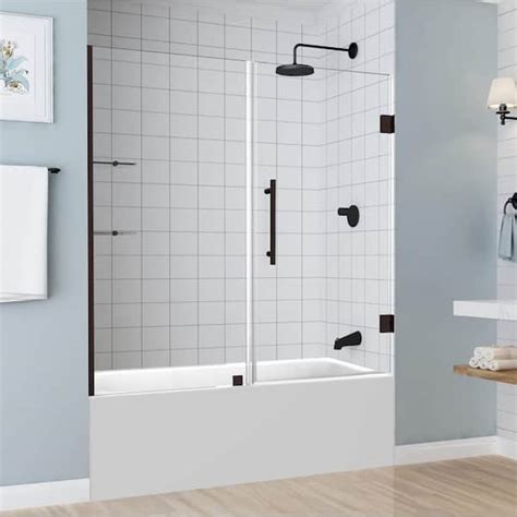 Aston Belmore Gs 5925 In To 6025 In X 60 In Frameless Hinged Tub Door With Glass Shelves In