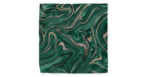 Emerald Green Black Gold Glitter Marble 1 Bandana Zazzle