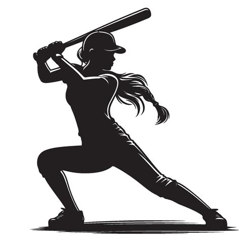 silhouette   softball player  vector art  vecteezy