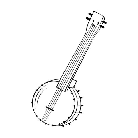 Premium Vector | American banjo isolated retro musical instrument vector four string banjo ...