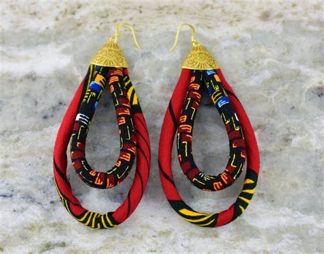 African Tribe Jewelry Red Africa Earrings Ankara African Etsy