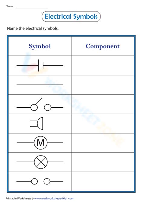 Name The Electrical Symbols Worksheet