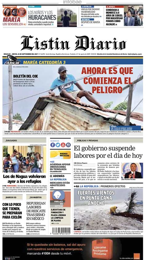 Listin Diario República Dominicana Jueves 21 De Septiembre De 2017