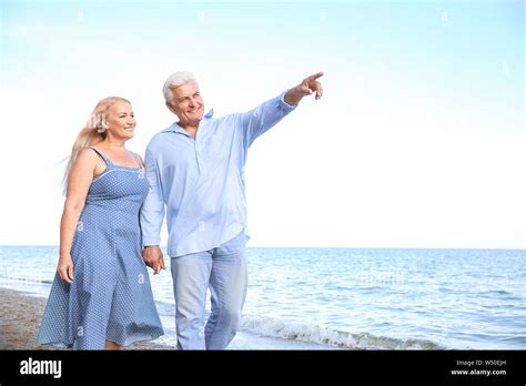 Happy Mature Couple At Sea Resort Stock Photo Alamy