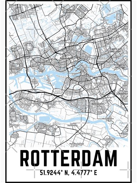 "Stad Rotterdam zwart wit kaart met coördinaten" Poster for Sale by BelgianDesigns | Redbubble