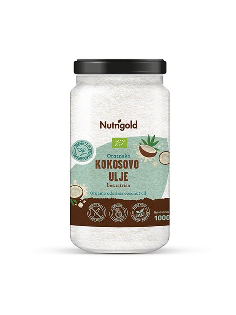 Kokosovo olje brez vonja v kozarcu Ekološko 1000ml Nutrigold