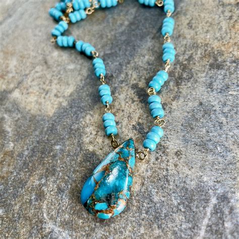 Turquoise Teardrop Pendant Necklace Sholdt Jewelry Design