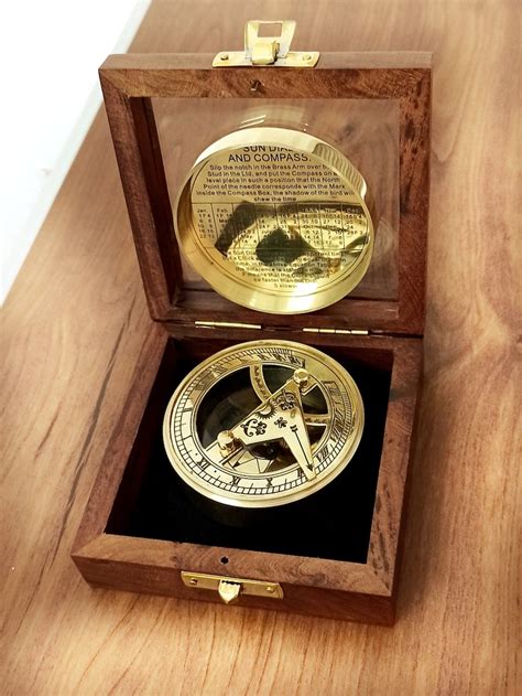 Personalized Working Sundial Compass Engraved Compass Etsy