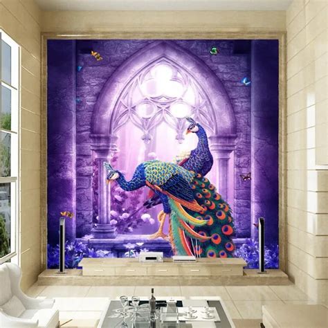 Purple Peacock Wallpaper Mural Photo