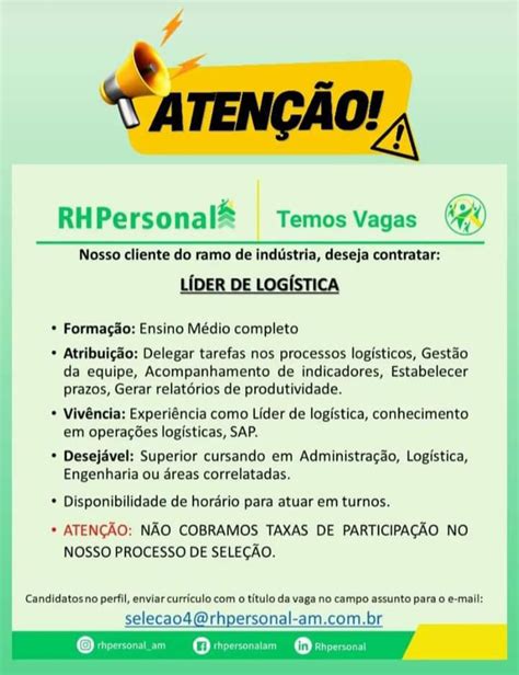 Rh Personal Seleciona Para Seu Cliente L Der De Log Stica Envie Seu