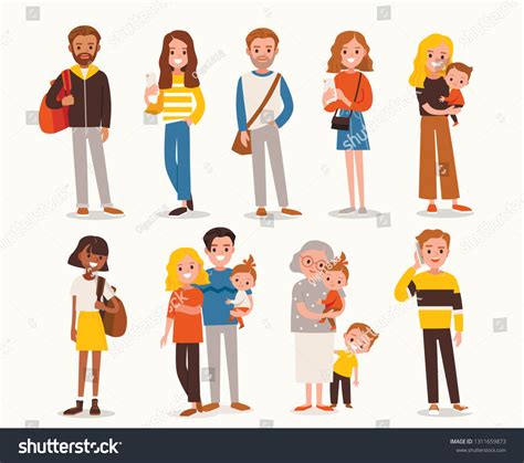 Big Set Group Diverse Flat Cartoon Stock Vector (Royalty Free ...