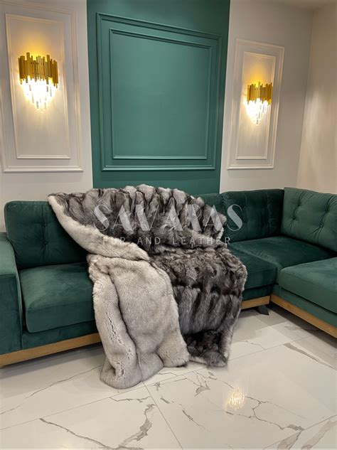 Blue Fox Frost Fox Double Side Fur Blanket Throw Samarasfurs