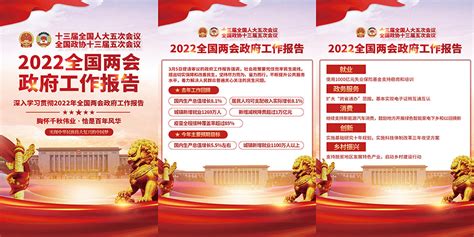 学习2022全国两会政府工作报告挂图模板大图网图片素材