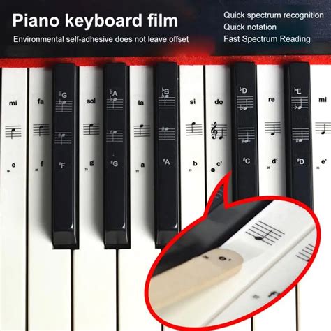 Key Transparent Piano Keyboard Sticker Reusable Electronic