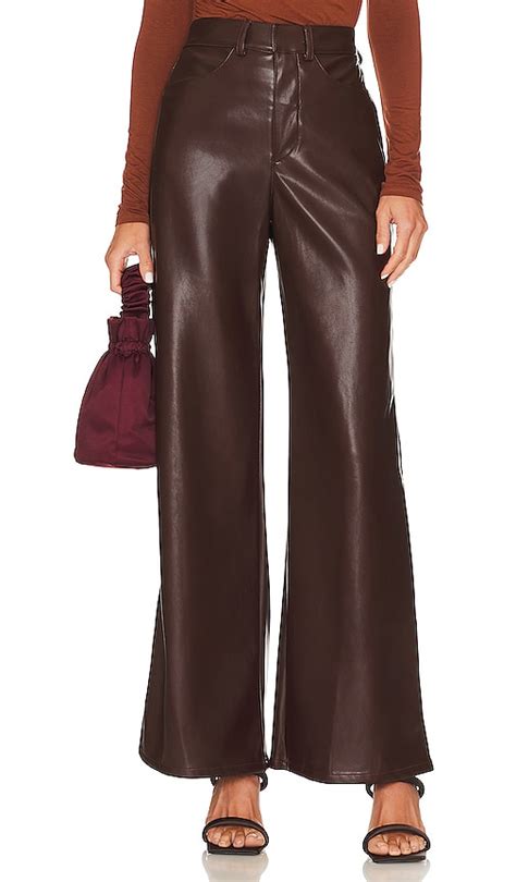 Enza Costa Faux Leather Wide Leg Pant In Chocolate Revolve