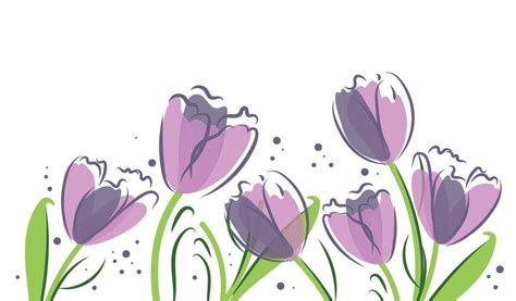 Collection Of Hand Drawn Graphic Tulips Floral Clip Art Elements