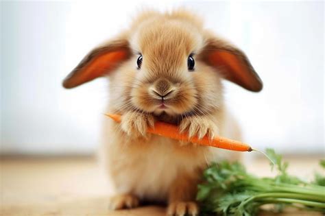 Premium AI Image A Cute Bunny Nibbling On A Carrot AI Generated