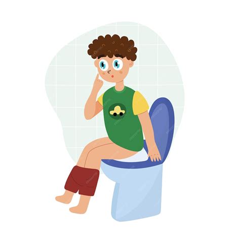 Premium Vector Cute Little Kid Sitting On The Toilet Boy Pooping In