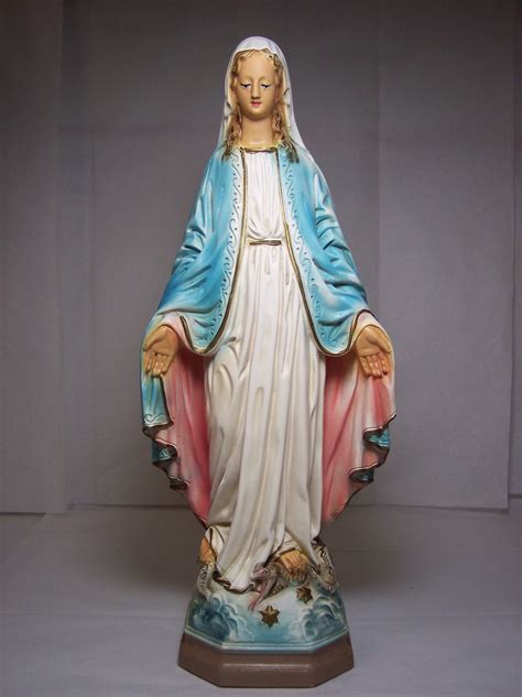 Vintage Chalkware Blessed Virgin Mary Statue By Tuggysvintage