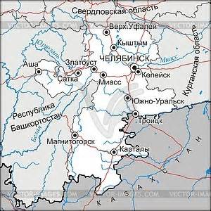 Карта Челябинской области - векторный клипарт
