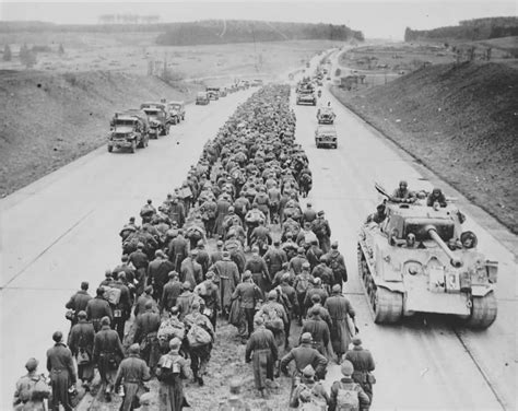 German Prisioners Autobahn Near Giesen And M4a3e8 Sherman March 29